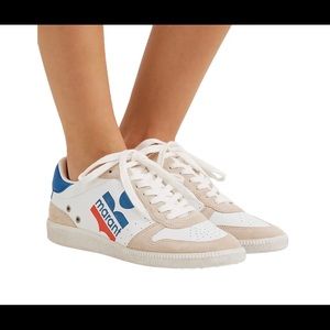 AUTHENTIC NIB ISABEL MARANT
Bulian logo-print suede-trimmed leather sneakers 38